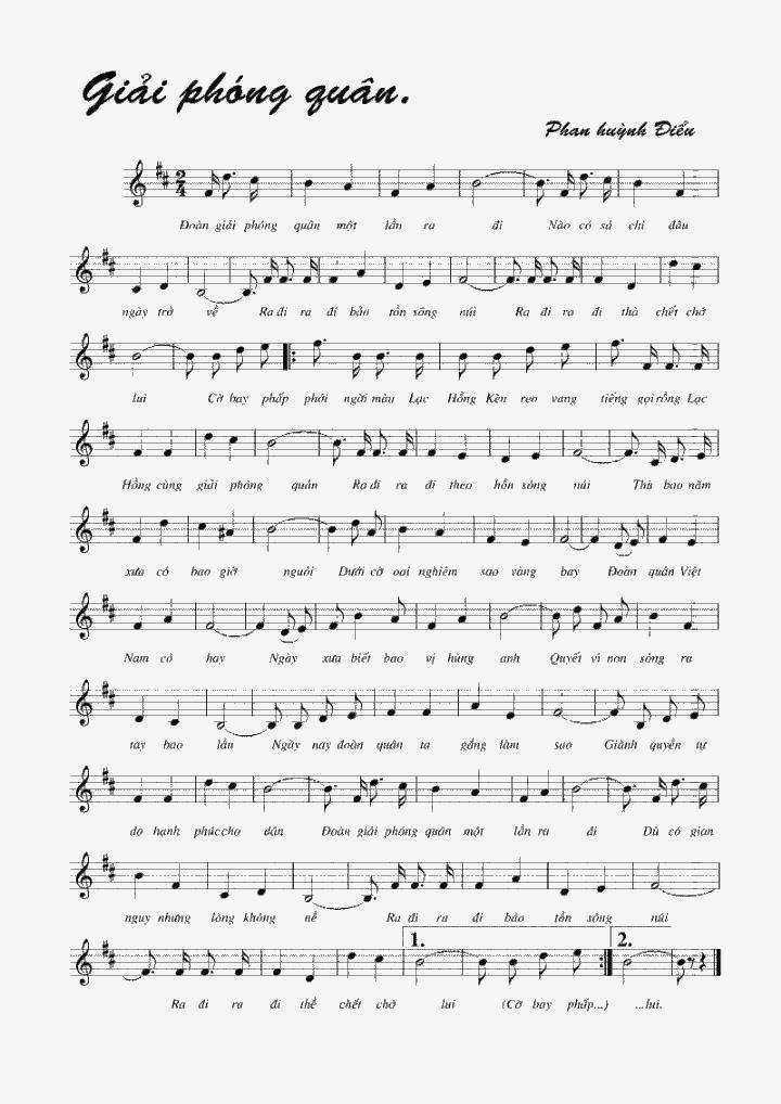 Sheet nhạc Giải Phóng Quân